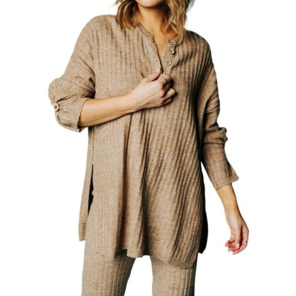 FREE PEOPLE Pullover Sweater Women's Size Medium Oversized Beige Loungewear Cozy - Picture 11 of 11